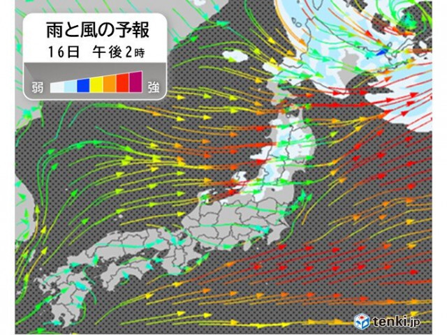 今日16日は北日本中心に強風　最大瞬間風速30メートル　交通の乱れに注意
