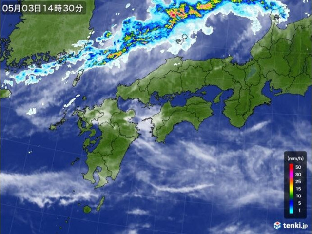西日本には北から雨雲接近中　今夜は雨の降る所も　連休最終日の6日は広く雨