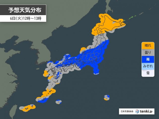 ゴールデンウィーク最終日の6日　ほぼ全国で雨　降り方が強まることも