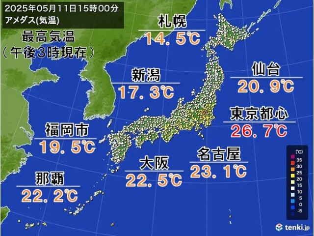 今日11日は東京都と群馬県で全国一番の暑さ　明日12日は関東の暑さも収まる