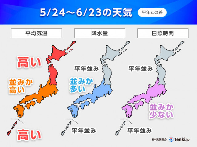 週末からは関東〜九州北部も「梅雨のはしり」に　この先気温の変動大きい　1か月予報