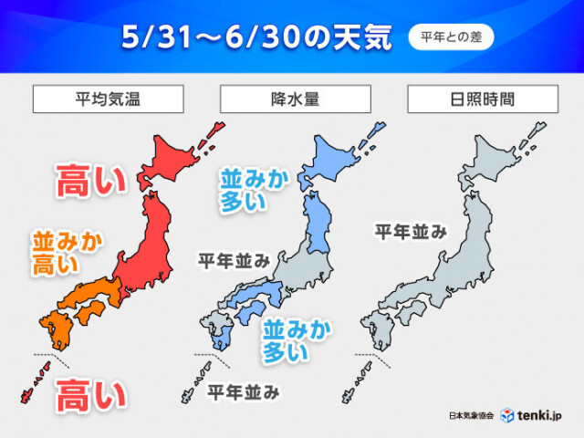 1か月予報　梅雨入り前から大雨注意　6月も寒暖差大きく　後半ほどかなり蒸し暑い