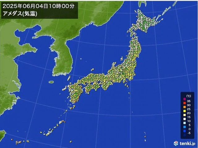 気温ぐんぐん上昇　既に所々で25℃以上の夏日　日中は30℃以上の真夏日予想も