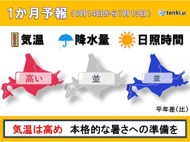 北海道のこの先1か月は気温は高め　本格的な夏の暑さへの準備を