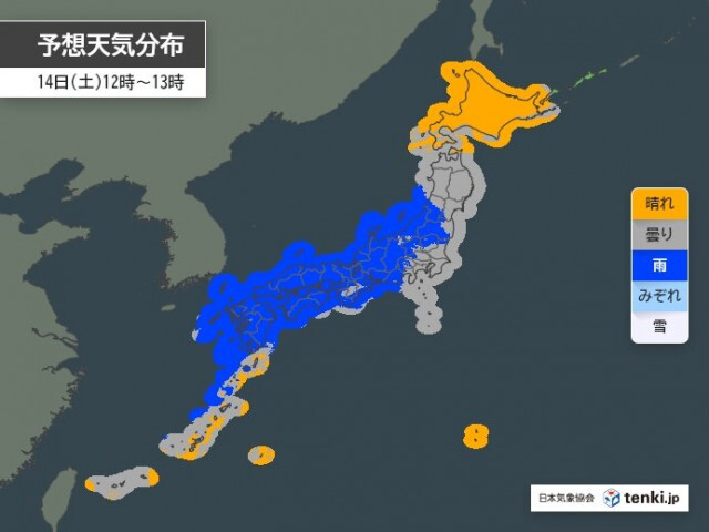 今日14日　雨の範囲が西から拡大　激しい雨や雷雨も　晴れる北海道は暑さに注意