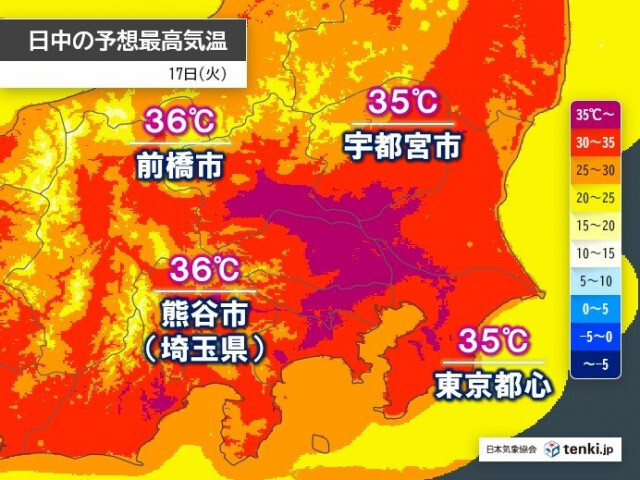 今日17日　関東で今年初の猛暑日か　来週にかけて真夏並みの暑さ　熱中症に厳重警戒