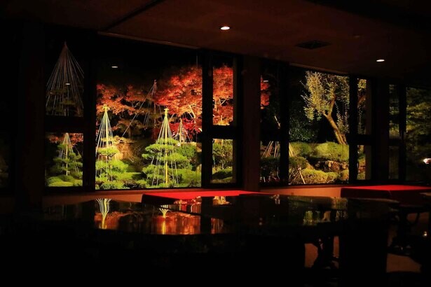 広大な日本庭園をライトアップ、新潟県糸魚川市の玉翠園・谷村美術館で秋の庭園ライトアップ2020が開催