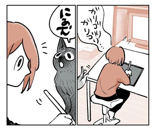 【漫画】猫漫画の制作の裏側とは。作者を襲う数々の誘惑がかわいい！