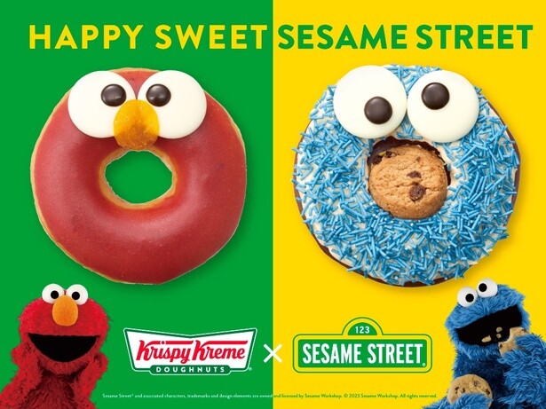 エルモとクッキーモンスターがドーナツに変身！「クリスピー・クリーム・ドーナツ」コラボがスタート