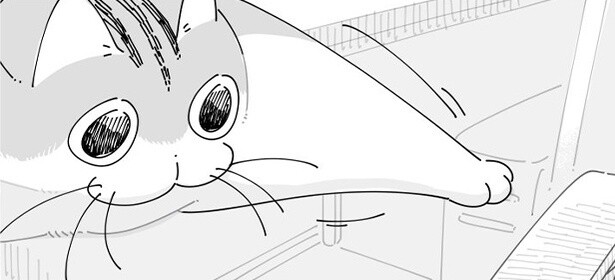 【ネコ漫画】椅子に足が届かない猫!?座れても飼い主に甘えない姿に「あるあるですね」と共感の声多数