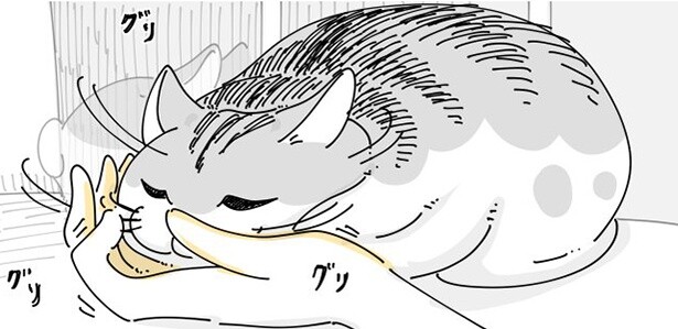 【ネコ漫画】飼い主の手にグリグリ顔を埋める猫!?「撫でようとすると噛まれる」など共感コメント＆9.2万いいね