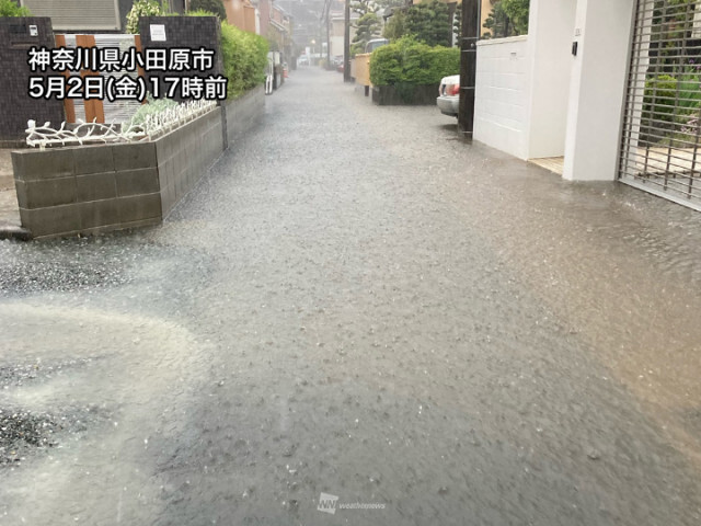 関東で雨のピーク　１時間30mm超の雨で道路冠水も