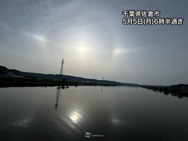 関東で早朝にハロや幻日　上空の高い所に薄雲が広がる