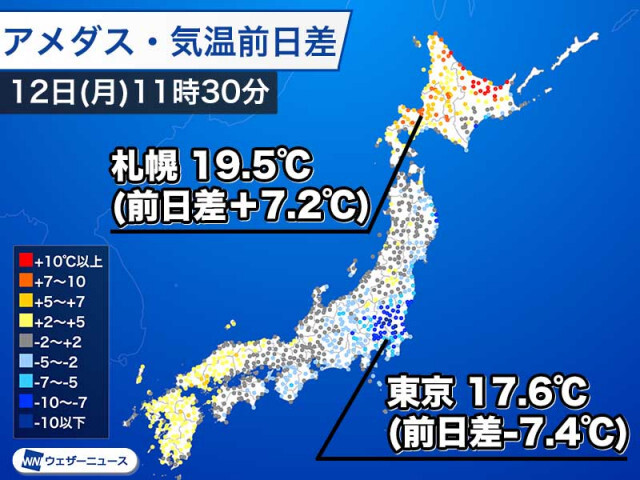 関東は昨日より気温低め　北海道と西日本は初夏の陽気