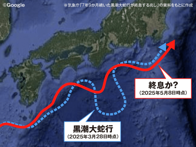 過去最長・7年継続中の「黒潮大蛇行」が終息か？　漁業や気象への影響は