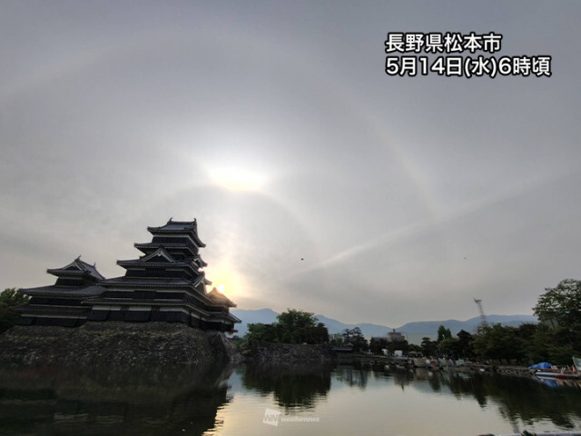 薄雲広がる東日本や東北で光学現象　ハロやアークがみられる