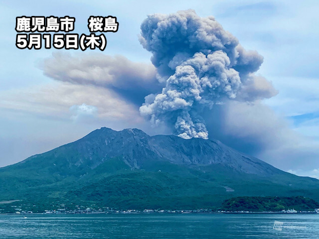 桜島噴火　火口上3000mまで噴煙　宮崎市にも降灰広がる予想