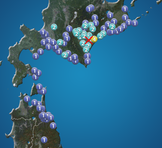 北海道 十勝地方中部でM4.5の地震　浦幌町で震度4　津波の心配なし