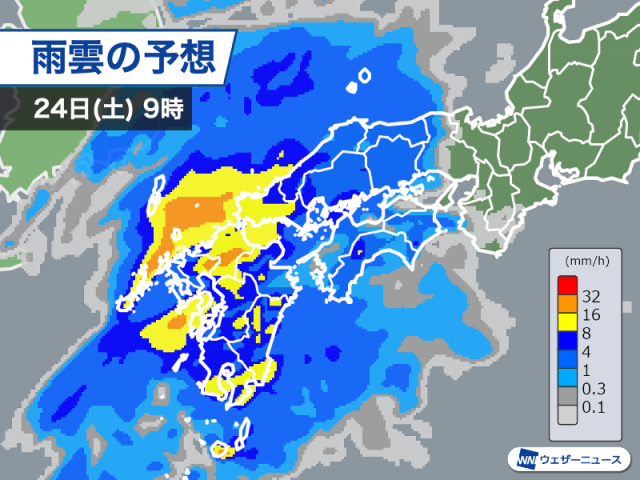 明日は西日本で激しい雨に警戒　日曜日にかけて雨の範囲拡大