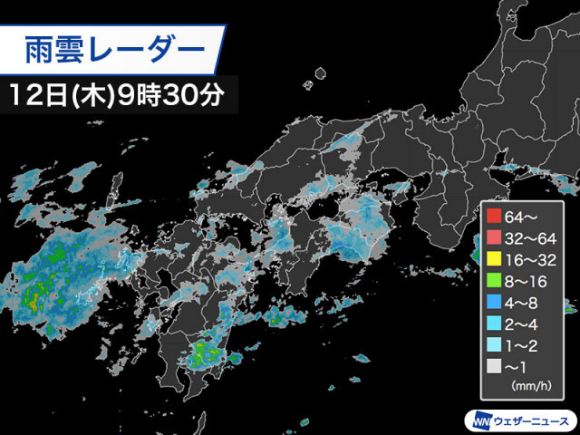 西日本は梅雨空続く　一時的な強雨に注意