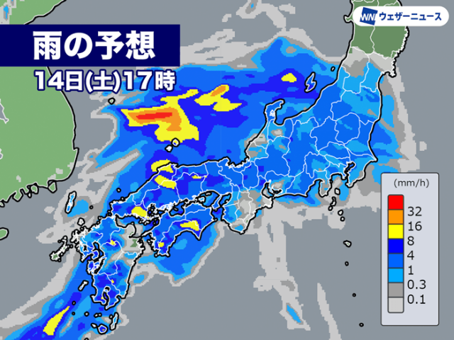 週末は梅雨前線北上　西日本や東日本で非常に激しい雨のおそれ