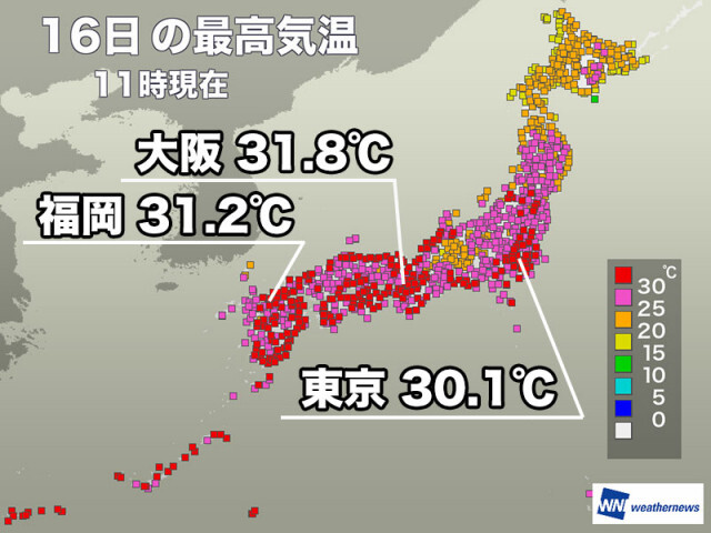 午前中から今年最多の真夏日地点数　宮崎県内で34.5℃