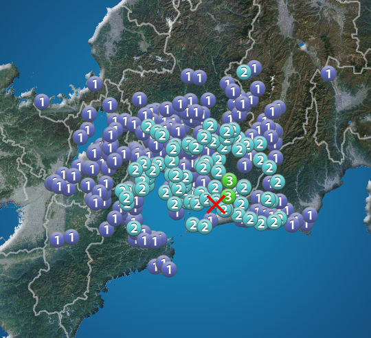 三河湾でM4.5の地震発生　愛知県で震度3　津波の心配なし