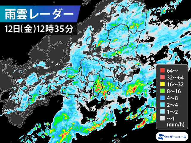 発達した雨雲は東へ　午後は関東で激しい雨のおそれ