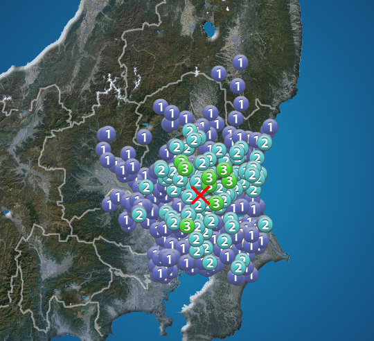 茨城県南部でM4.0の地震　関東地方で震度3　津波の心配なし