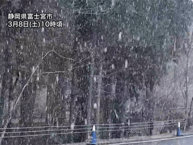 静岡や神奈川の一部で雪や雨に　関東は夕方以降、本降りになり積雪に注意