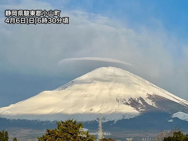 富士山周辺に“笠雲”が出現　天気下り坂のサイン