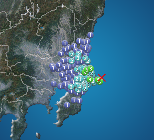 千葉県東方沖でM5.0の地震　茨城県と千葉県で震度3　津波の心配なし