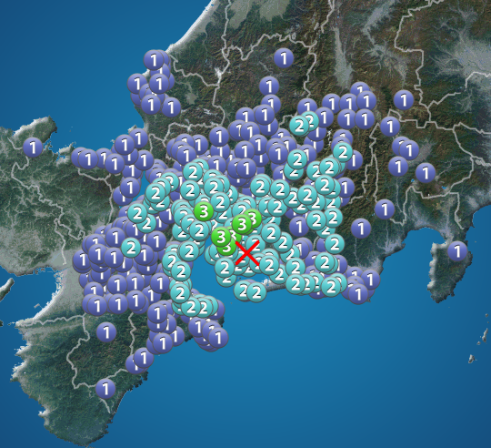 愛知県西部でM4.6の地震　最大震度3　津波の心配なし
