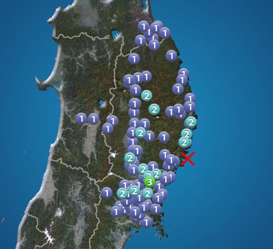 岩手県沿岸南部でM4.8の地震　岩手県で震度3　津波の心配なし