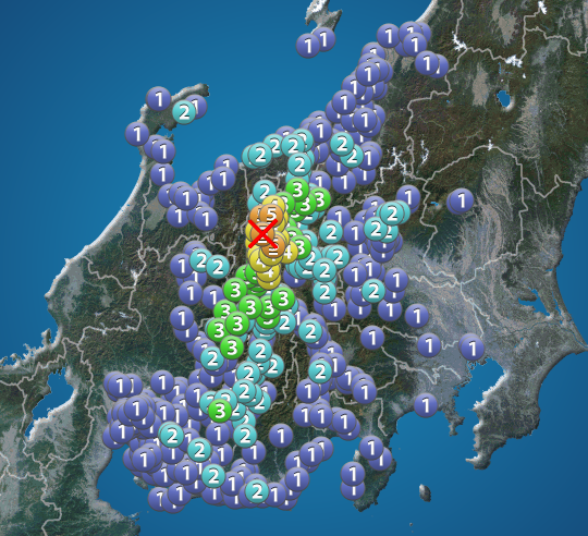 長野県北部でM5.0の地震　最大震度5弱　津波の心配なし