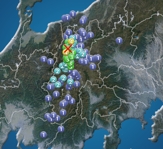 長野県北部でM4.4の地震　最大震度4　津波の心配なし