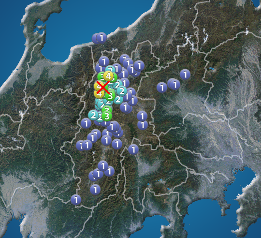 長野県北部でM4.1の地震　最大震度4　津波の心配なし