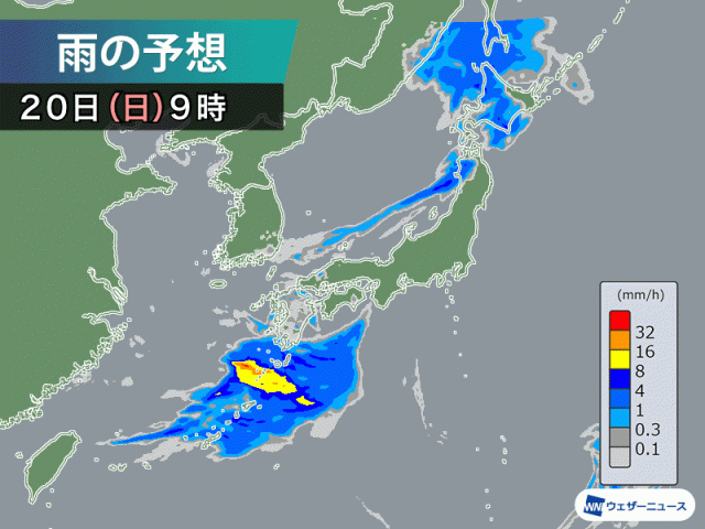 本州の南北を雨雲が東進中　局地的な強雨に注意