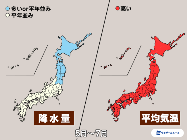 気象庁3か月予報　全国的に高温　早めに猛暑への備えを