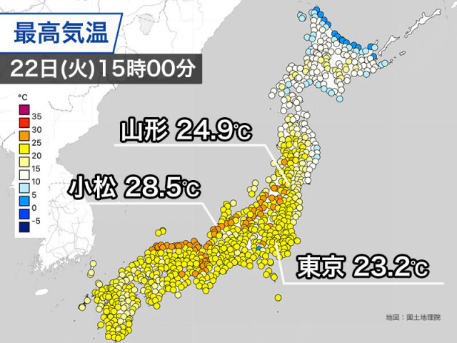 日本海側を中心に気温上昇　明日は雨で暑さ和らぐ